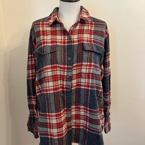 Women’s Old Navy Red and Gray Plaid Flannel